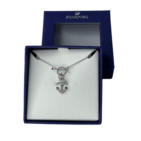 Swarovski Travel Exclusive Anchor Rhodium Plated Necklace - Picture 1 of 7
